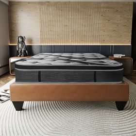 Luxurious 14in Euro Top Mattress, King Size Plush Memory Foam Mattress for Bed Frames, Dark Gray