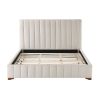 King Size Modern Design Bed Frame Upholstered Queen Bed Frame Platform with Headboard Fabric Headboard Wooden Slats Support, No Box Spring Needed,Matt