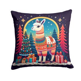 Llama Christmas Throw Pillow Machine Washable, Indoor Outdoor Decorative Pillow for Couch, Bed or Patio, 14Hx14W