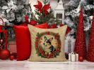 Corgi Christmas Flowers Throw Pillow Machine Washable, Indoor Outdoor Decorative Pillow for Couch, Bed or Patio, 14Hx14W