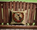 Corgi Christmas Flowers Throw Pillow Machine Washable, Indoor Outdoor Decorative Pillow for Couch, Bed or Patio, 14Hx14W