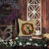 Corgi Christmas Flowers Throw Pillow Machine Washable, Indoor Outdoor Decorative Pillow for Couch, Bed or Patio, 14Hx14W