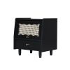 3 Pieces Bedroom Set with Full Size Wooden Bed Frame, 1 Vintage Nightstand and 1 Makeup Vanity Set with Stool,Black (Expected Arrival Time: 08.23)