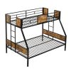 Twin Over FULL Metal Bunk Bed with 2 - Side Ladder and Full-Length Guardrail, No Box Spring Needed, Large Under Bed Storage, Easy Assemble , Black & B