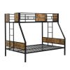 Twin Over FULL Metal Bunk Bed with 2 - Side Ladder and Full-Length Guardrail, No Box Spring Needed, Large Under Bed Storage, Easy Assemble , Black & B