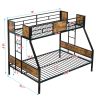 Twin Over FULL Metal Bunk Bed with 2 - Side Ladder and Full-Length Guardrail, No Box Spring Needed, Large Under Bed Storage, Easy Assemble , Black & B