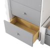 Twin over Twin Loft Bunk Bed with Drawers and Ladder, Gray