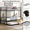 Over Twin Bunk Bed Frame with Trundle,Metal Bunkbed with Sturdy Guard Rail and 2 sideLadders for Kids/Adults,Can be Divided Into Two Beds, No Box Spri