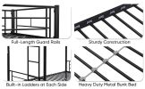Bunk Bed Twin Over Twin Size with 2 Ladders and Full-Length Guardrail, Metal, Storage Space, No Box Spring Needed, Noise Free, Black