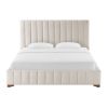 King Size Modern Design Bed Frame Upholstered Queen Bed Frame Platform with Headboard Fabric Headboard Wooden Slats Support, No Box Spring Needed,Matt