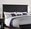 Black Color Queen Size Bed Bedroom Furniture High Panel Headboard Footboard Plywood 1pc Bedframe