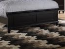 Black Color Queen Size Bed Bedroom Furniture High Panel Headboard Footboard Plywood 1pc Bedframe