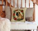 Mastiff Christmas Flowers Throw Pillow Machine Washable, Indoor Outdoor Decorative Pillow for Couch, Bed or Patio, 14Hx14W