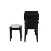 3 Pieces Bedroom Set with Full Size Wooden Bed Frame, 1 Vintage Nightstand and 1 Makeup Vanity Set with Stool,Black (Expected Arrival Time: 08.23)
