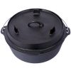 pre-Seasoned Cast Iron Dutch Oven With Skillet Lid, Outdoor Camping Deep Pot for Camping Fireplace Cooking BBQ Baking Campfire, Leg Base, 4.5 Quart