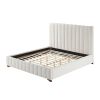 King Size Modern Design Bed Frame Upholstered Queen Bed Frame Platform with Headboard Fabric Headboard Wooden Slats Support, No Box Spring Needed,Matt
