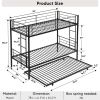 Over Twin Bunk Bed Frame with Trundle,Metal Bunkbed with Sturdy Guard Rail and 2 sideLadders for Kids/Adults,Can be Divided Into Two Beds, No Box Spri