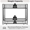 Over Twin Bunk Bed Frame with Trundle,Metal Bunkbed with Sturdy Guard Rail and 2 sideLadders for Kids/Adults,Can be Divided Into Two Beds, No Box Spri
