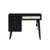 3 Pieces Bedroom Set with Full Size Wooden Bed Frame, 1 Vintage Nightstand and 1 Makeup Vanity Set with Stool,Black (Expected Arrival Time: 08.23)