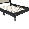 3 Pieces Bedroom Set with Full Size Wooden Bed Frame, 1 Vintage Nightstand and 1 Makeup Vanity Set with Stool,Black (Expected Arrival Time: 08.23)