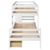 Twin over Twin Loft Bunk Bed with Drawers and Ladder, Gray