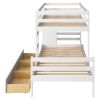 Twin over Twin Loft Bunk Bed with Drawers and Ladder, Gray