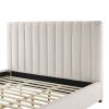 King Size Modern Design Bed Frame Upholstered Queen Bed Frame Platform with Headboard Fabric Headboard Wooden Slats Support, No Box Spring Needed,Matt
