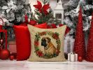 Mastiff Christmas Flowers Throw Pillow Machine Washable, Indoor Outdoor Decorative Pillow for Couch, Bed or Patio, 14Hx14W