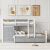 Twin over Twin Loft Bunk Bed with Drawers and Ladder, Gray