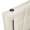 Queen Size Upholstered Platform Bed with Trundle and Drawers, Beige